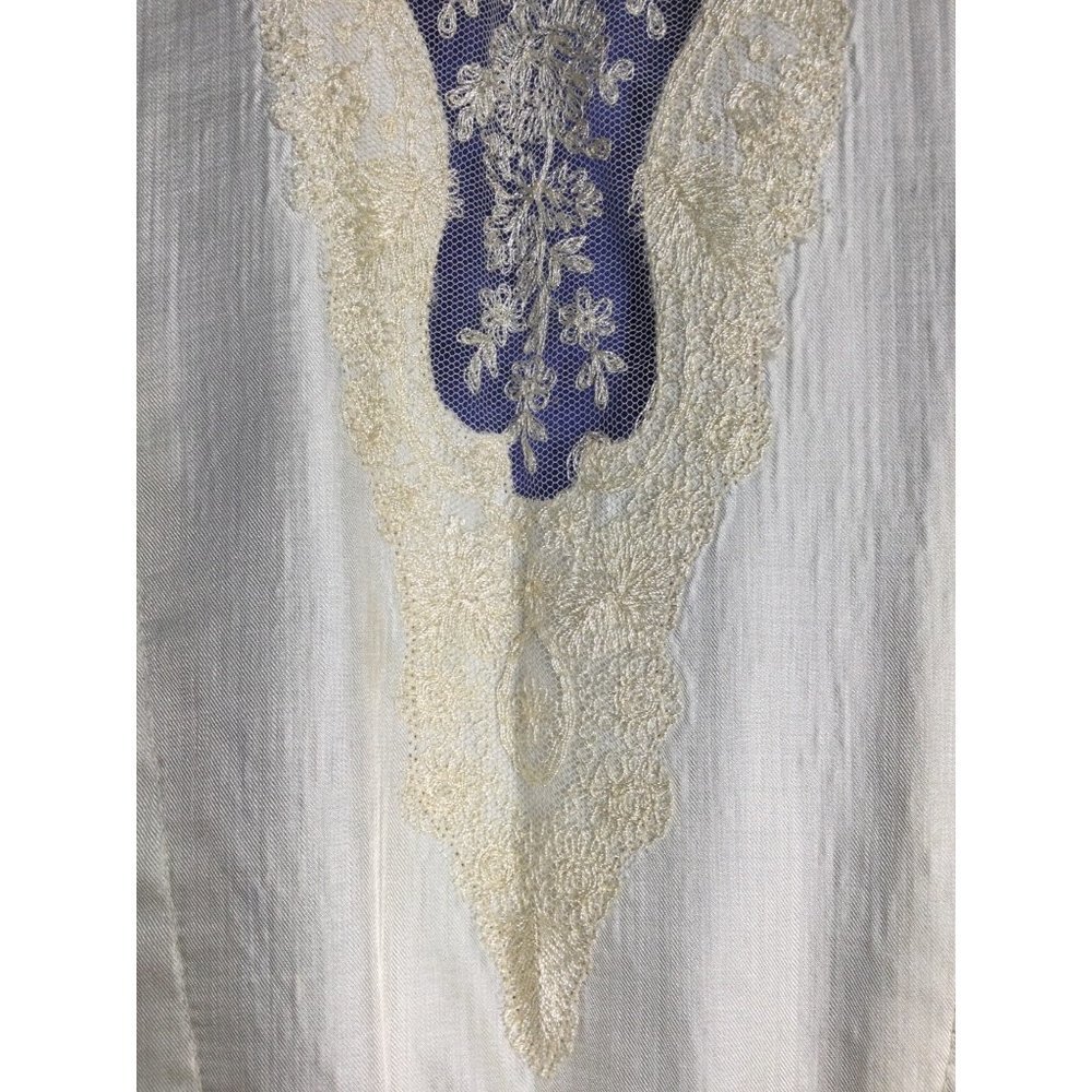 Vintage Joan Sparks for Daniel Barrett Midi Lace Dress Puff Sleeve Blue Size 10 - Picture 4 of 12